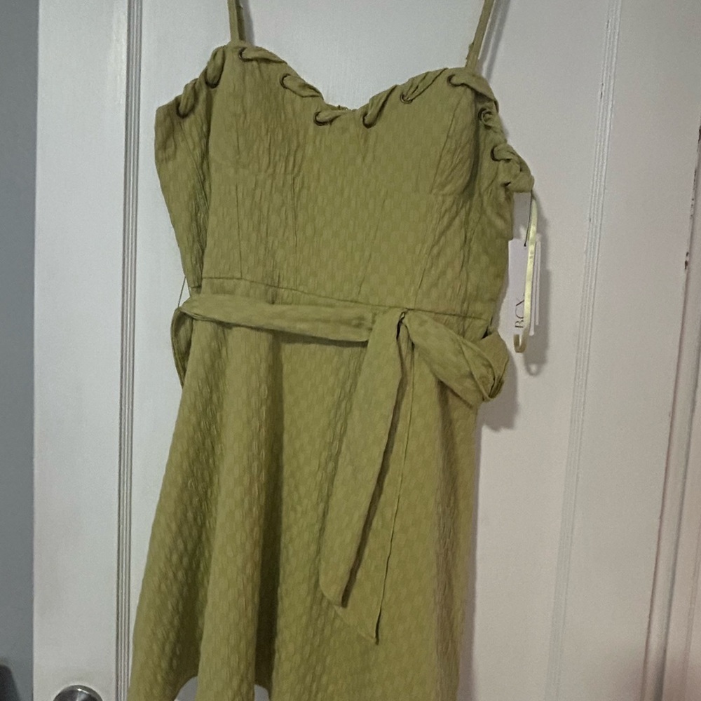 BCX Olive Textured Mini Dress with Belt